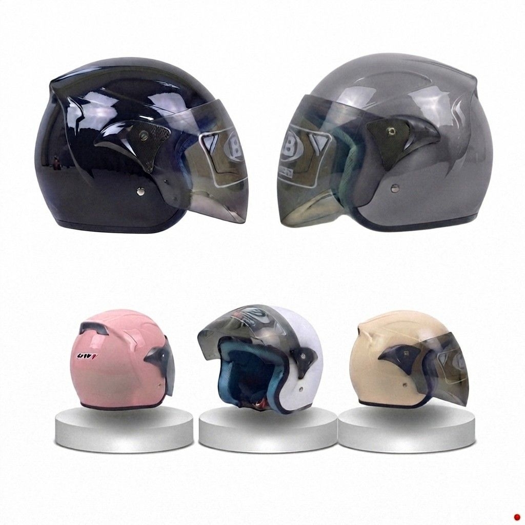 Helm Half Face Retro Japstyle Aesthetic Pria Wanita - Helm Motor Klasik Model Evolusi Ekstrem