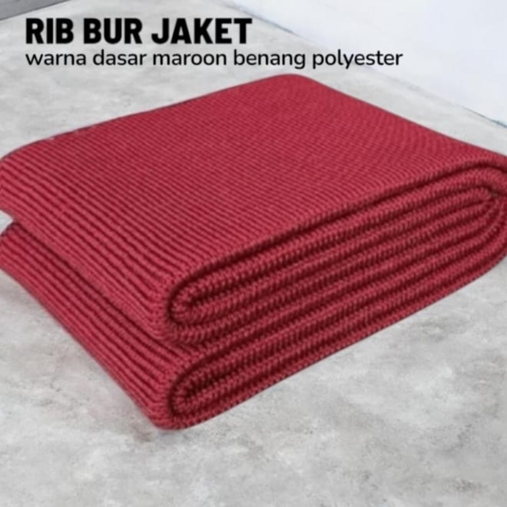 Kain Rib/bur jaket warna maroon untuk kerah lengan pinggang