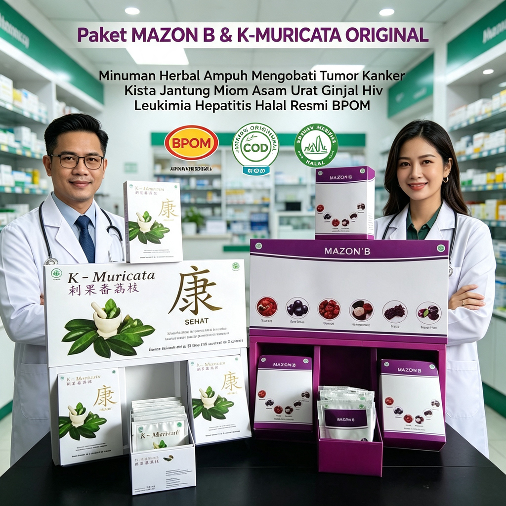 PAKET HEMAT Mazon B Dan K-Muricata Original 1 Box Isi 30 Sachet Teh Herbal Ampuh Obat Tumor Kanker K