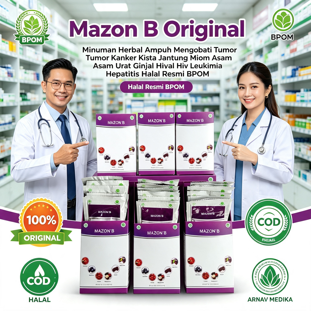 Mazon B Original 1 Box Isi 30 Sachet Minuman Herbal Ampuh Obat Tumor Kanker Kista Jantung Miom Asam 
