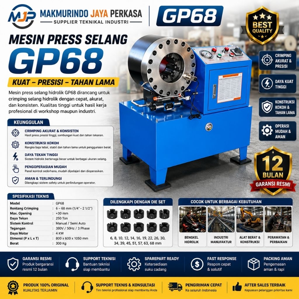 Mesin Press hidrolik GP68/Hose Crimping Machine