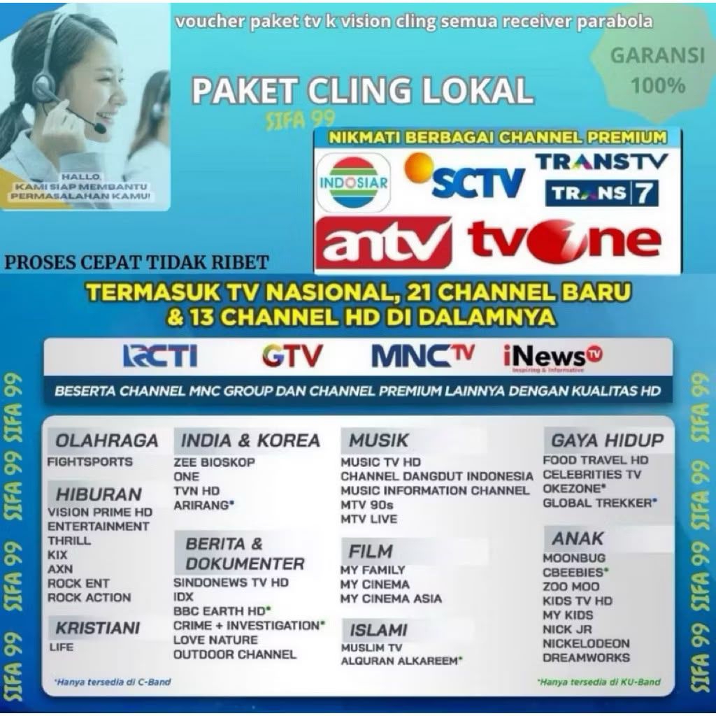 K VISION Paket CLING 1Tahun/06 Bln /MNC GROUP K-VISION CL12
