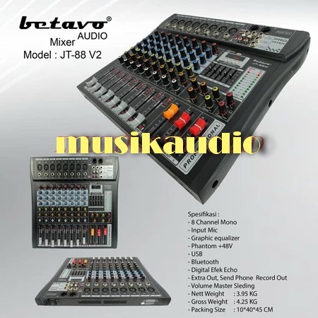 MIXER AUDIO BETAVO JT 88 V2 8 CHANNEL PROFESIONAL STEREO MIXING