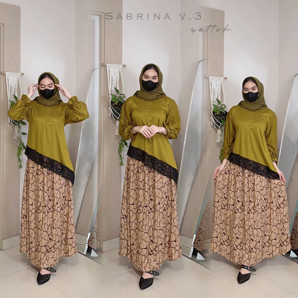 aisyahproduk | SET ROK SABRINA by Fairuz - Set rok polka - oneset polka - set Twill Premium