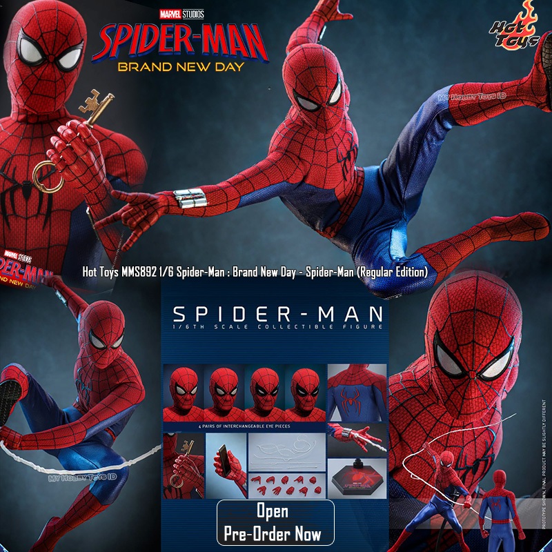 100% Original Hot Toys Action Figure Spiderman Brand New Day Tom Holland Regular Edition