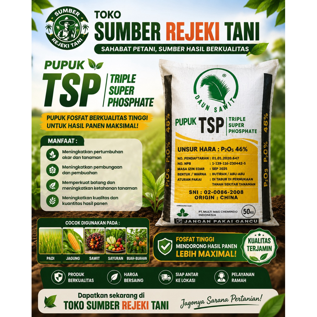 pupuk tsp daun sawit kemasan 50kg