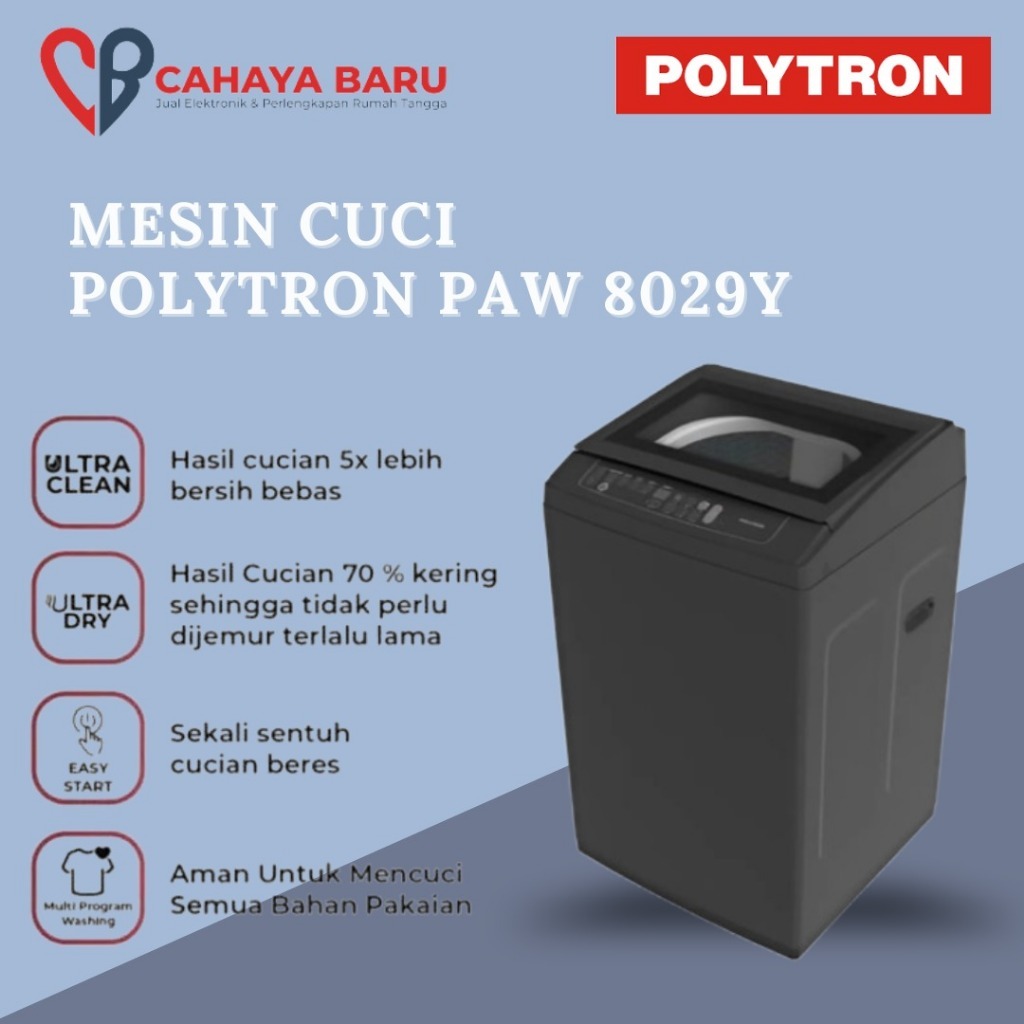 polytron PAW 8029Y Mesin Cuci 1 Tabung Top Loading