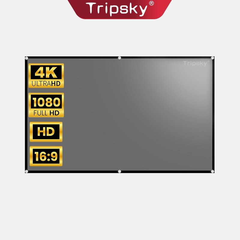 Tripsky NEW Layar Dinding Proyektor Tahan Cahaya Layar Dinding Proyektor 100 Inch Roll