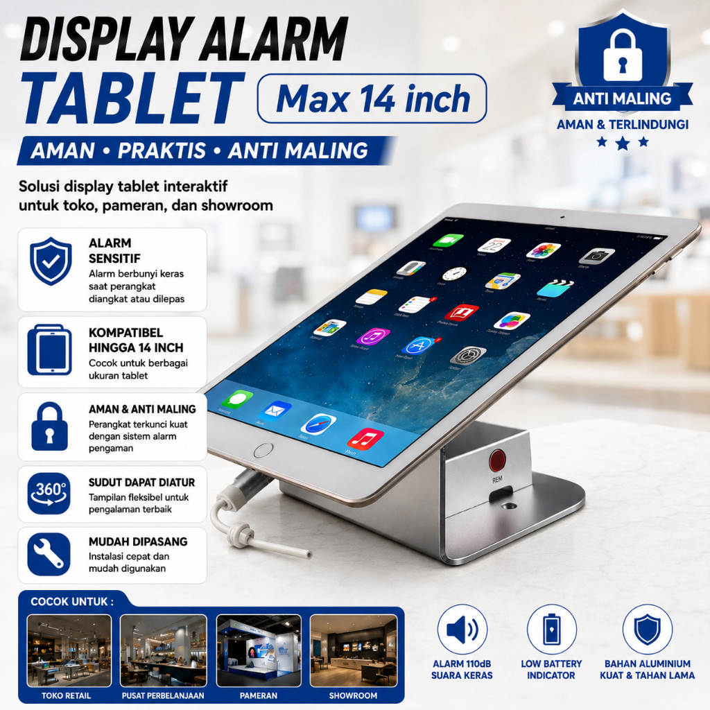 Display Alarm Pengaman HP Tablet Android
