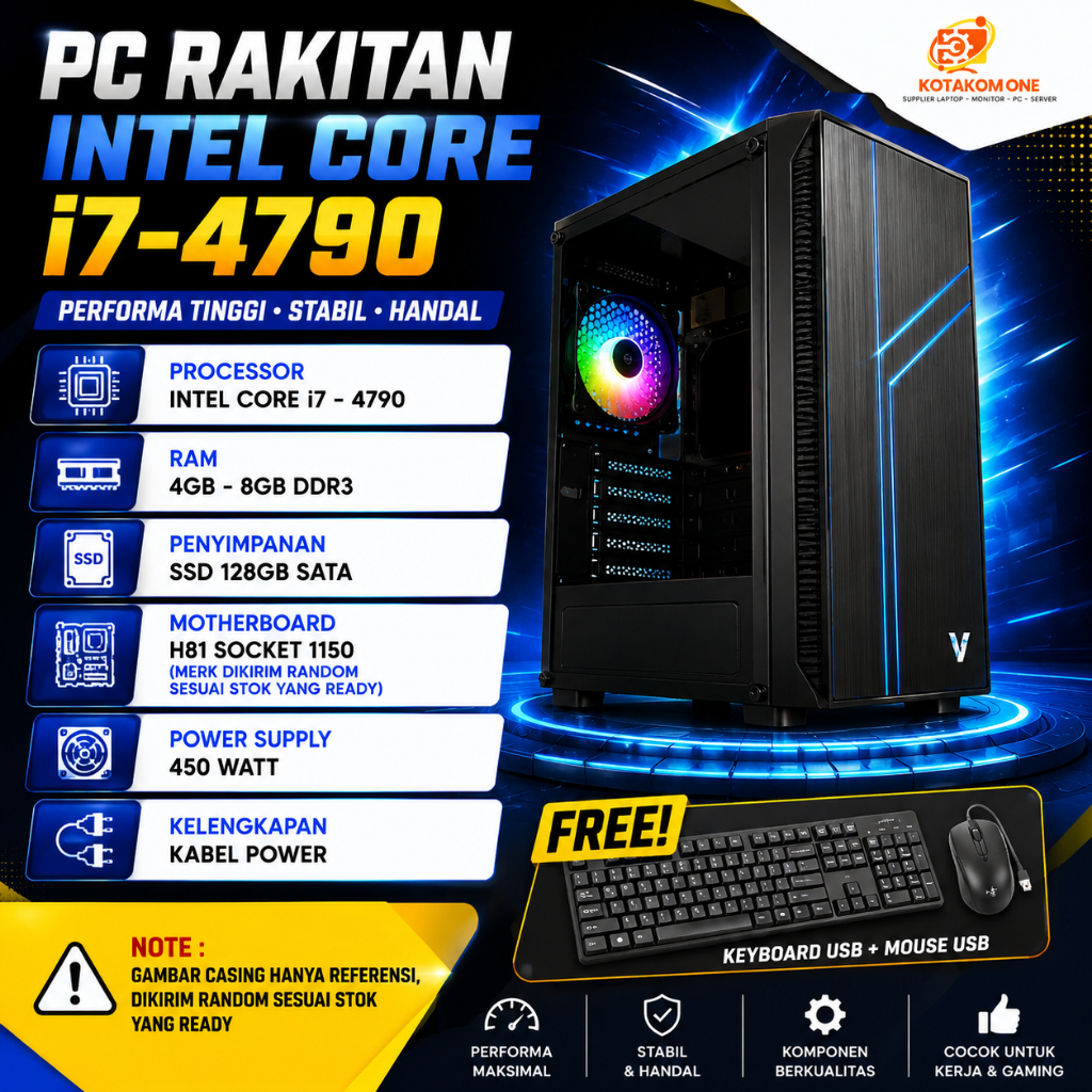 Murah 2 Jutaan PC Rakitan Core i7 - 4790 Ram 8GB Ssd 128GB PC Kantor Sekolah Bisa Custom