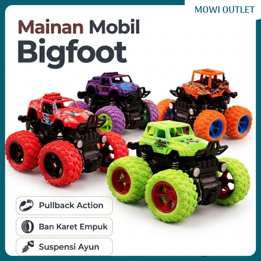 Mainan Mobil Jip Off Road 4 Drive Inertial Bigfoot Ban Besar - MULTICOLOR