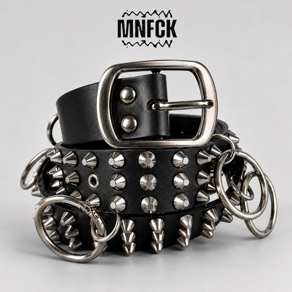 Gesper Sabuk Spike Ring Universal Ikat Pinggang Aksesoris Punk Unisex