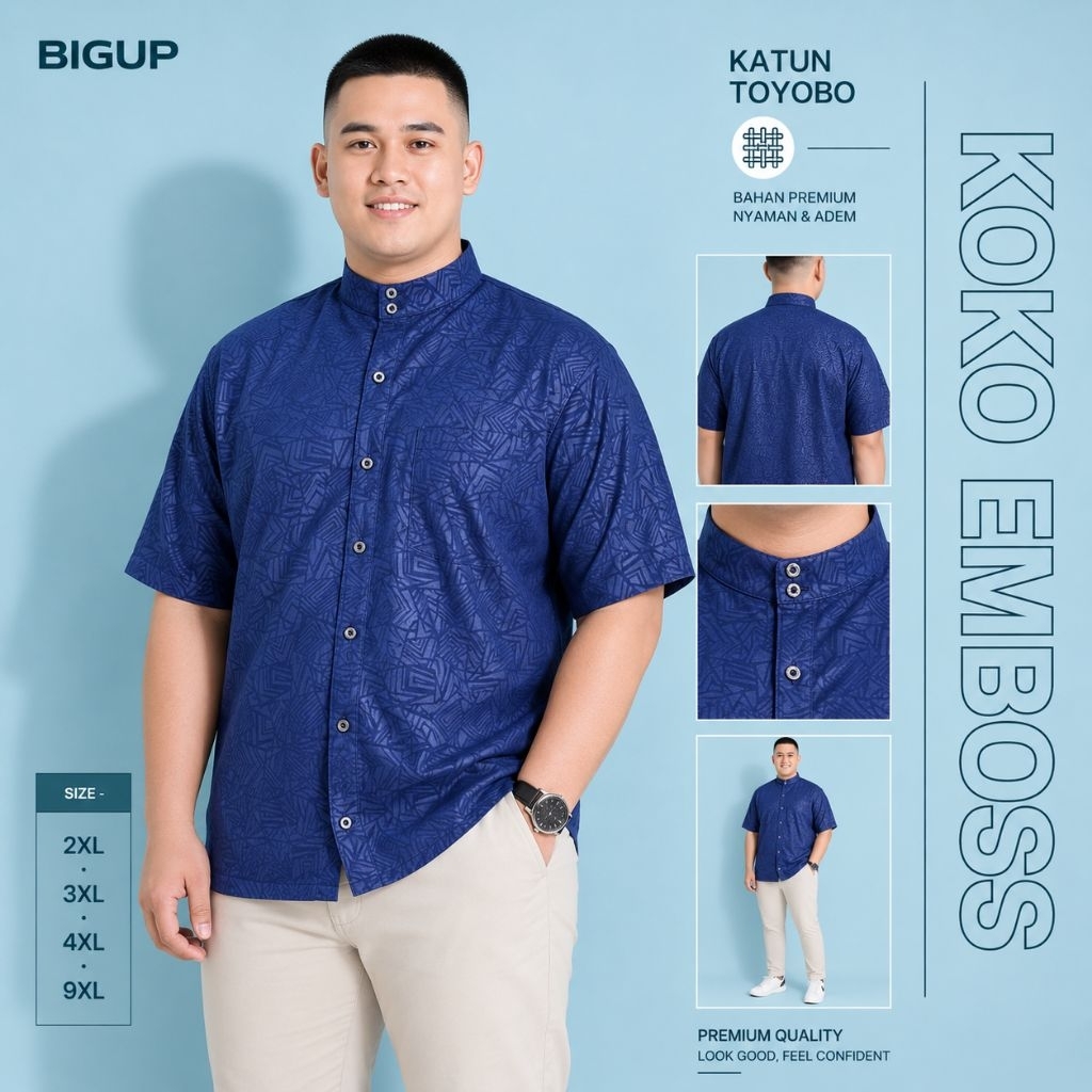 Kemko Sultan Embos Kemeja Koko Sultan Pria Jumbo Big size