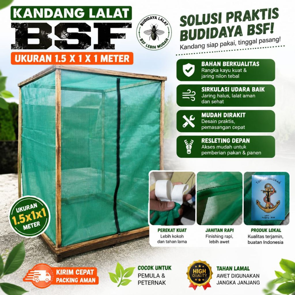 NEW PORODUK KANDANG LALAT MAGOT BSF // KANDANG LALAT BSF UKURAN 111.5 SIAP PAKAI // JARING KASA ANTI