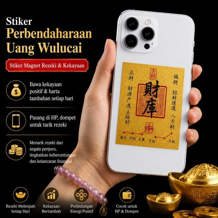 Stiker HP Keberuntungan Koin Emas 999 Menarik Kekayaan Emas Murni - 1PCS