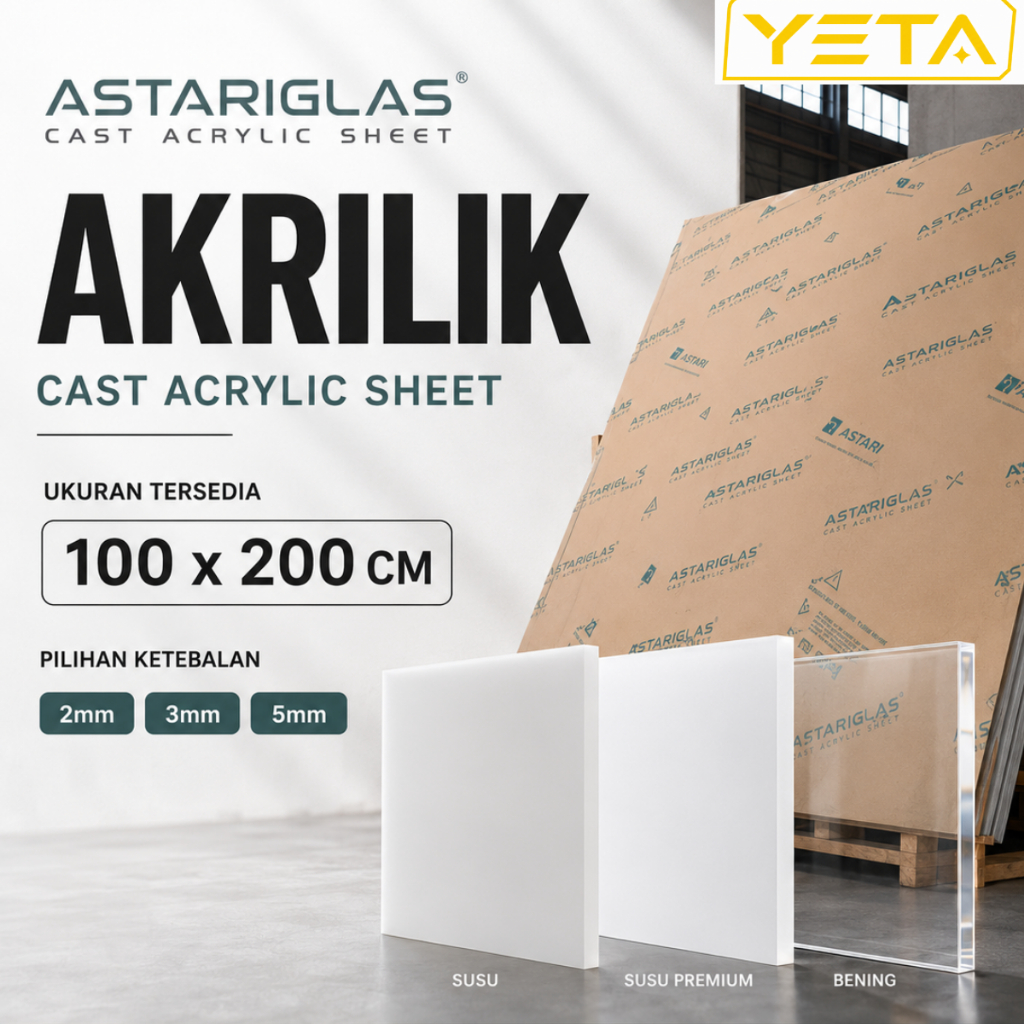 [HANYA INSTAN] Akrilik Lembar Acrylic Sheet 100x200cm 1x2m 2mm 3mm 5mm Mudah Dipotong Mudah Dibentuk