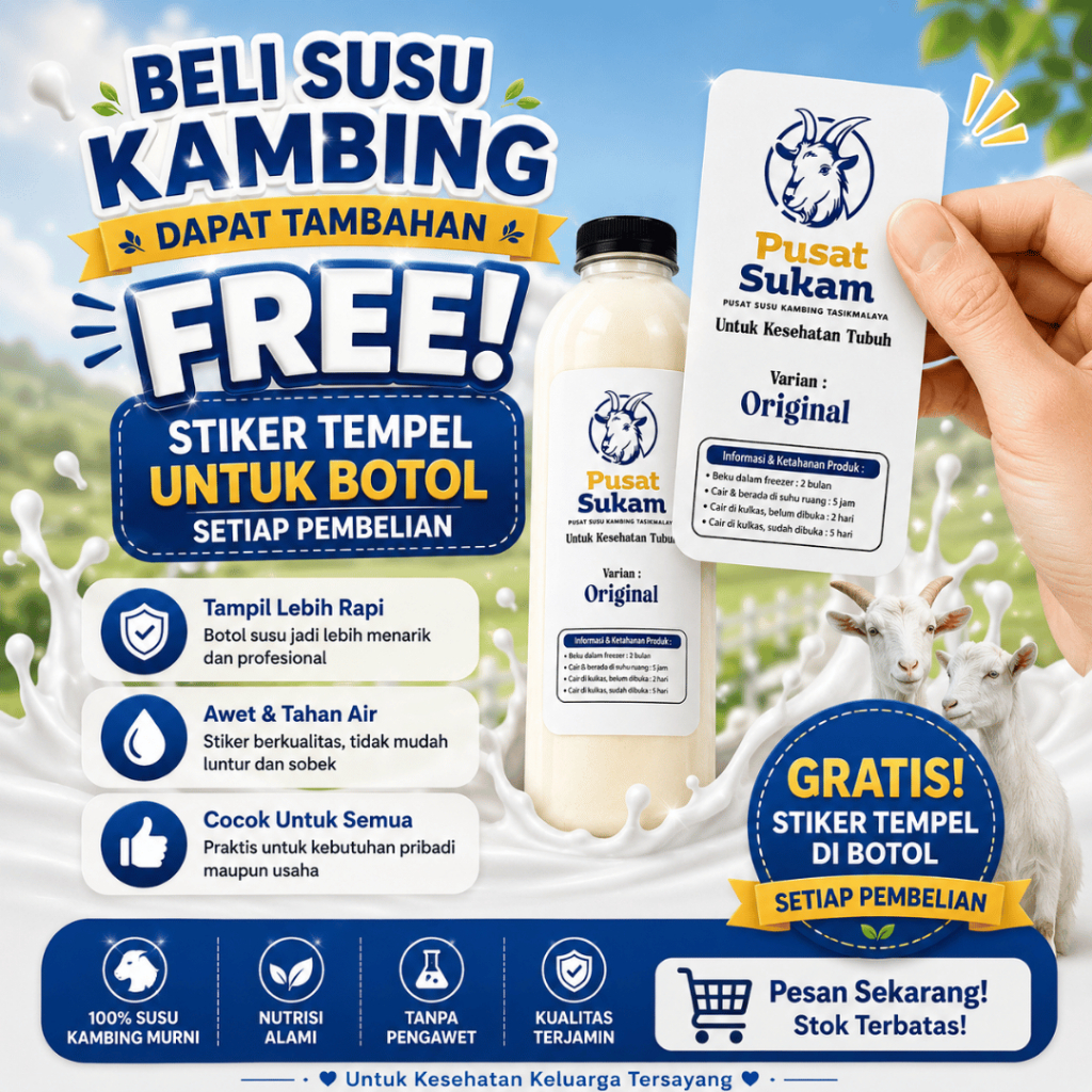 Tambahan Free Stiker Botol Sukam - Susu Kambing & Kefir