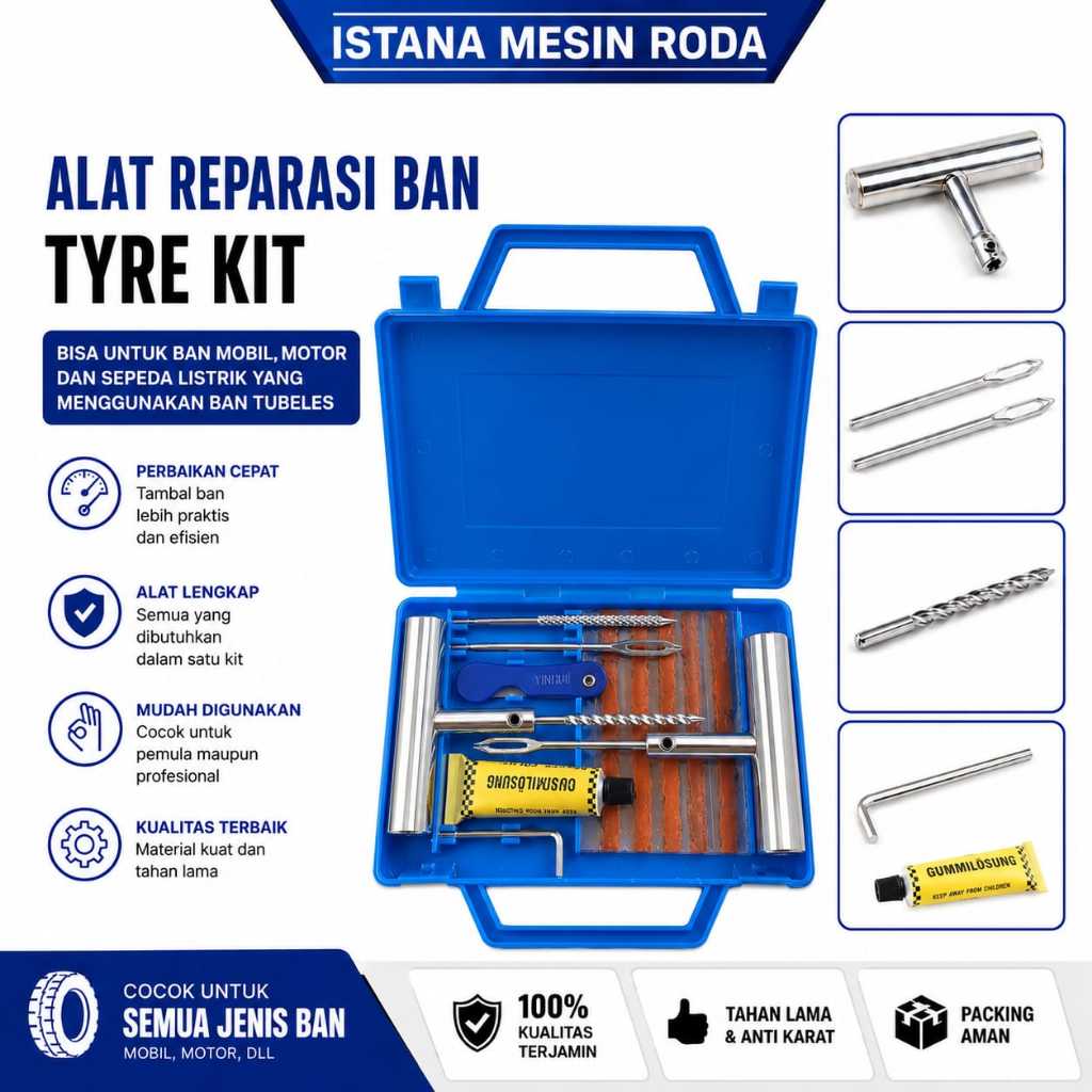 Alat reparasi ban motor, mobil, sepeda listrik/Tyre Kit