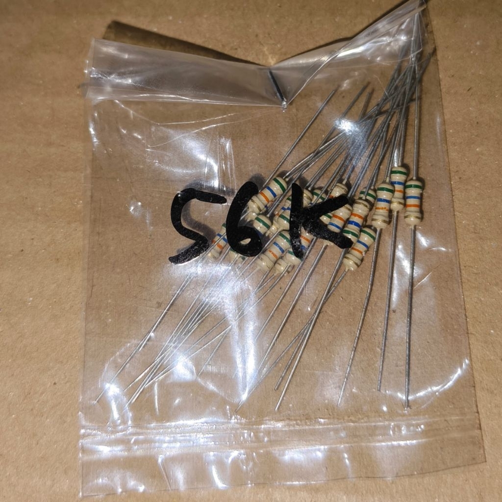 R 56K Ohm 0.25W 5 Persen Resistor 56 K Kilo Ohm 0.25 Watt 20 Pcs