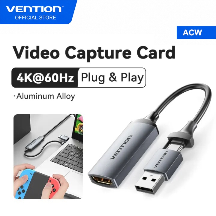 Vention HDMI Video Capture Card USB to HDMI Game Capture for Streaming