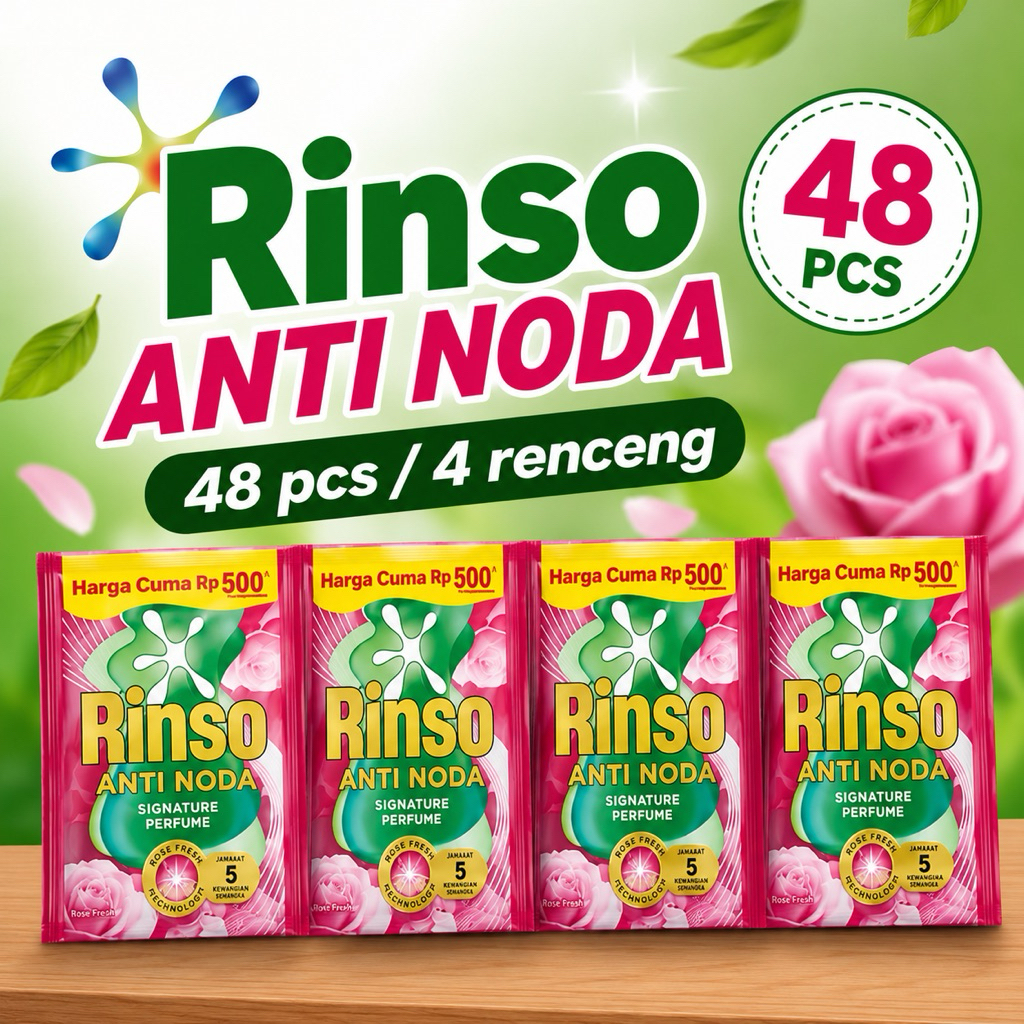 48 SACHET RINSO CAIR MURAH 4 RENCENG RINSO CAIR RENCENG RINSO ANTI NODA