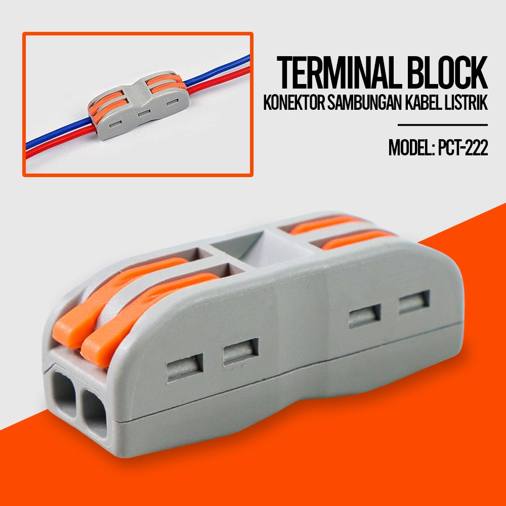Terminal Block Konektor Kabel Listrik PCT-222 Isolator Nilon Tembaga Fosfor Gray