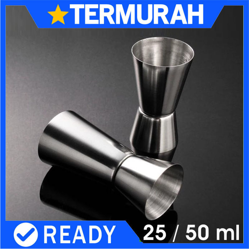 Jigger Stainless 25/50ML measure Measuring Cup Gelas Ukur 25 50 cc 25/50cc steel