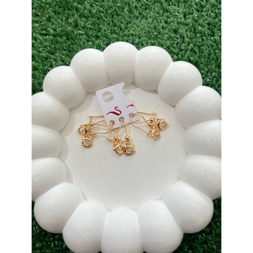 LUXURY Anting Gantung Xuping Motif kepala Kucing