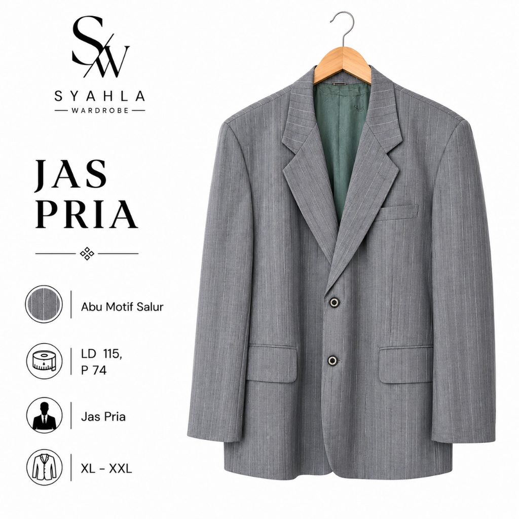 Jas Pria Formal Abu Model Salur XL-XXL