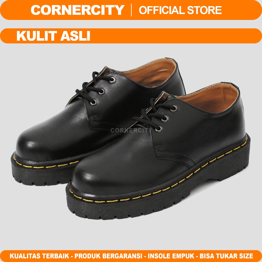 CORNERCITY Gravis - Sepatu Docmart Pria Derby Low Boots 3 hole Nongkrong Skena