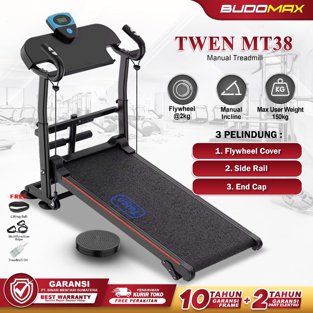 TWEN MT38 Treadmill Tanpa Listrik Treadmill Manual Treadmill Multifungsi Treadmill Lipat Alat Olahra