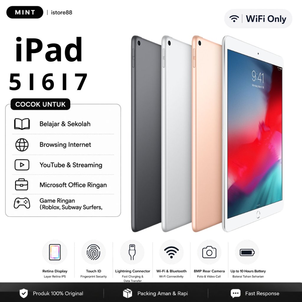 COD // IPAD 5, IPAD 6 DAN IPAD 7 // SECOND INTER ORIGINAL // WIFI ONLY // GARANSI 1 BULAN //