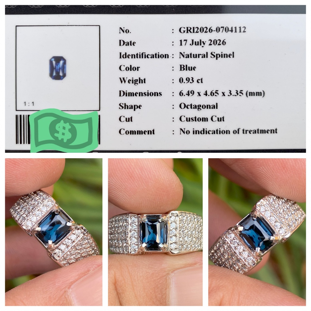 Natural 0.93ft blue spinel deep blue memo gri