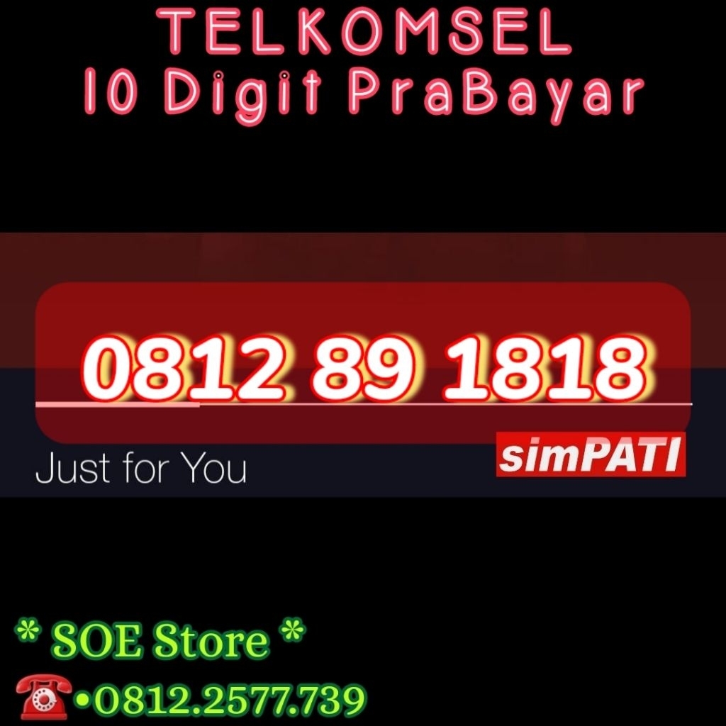 Simpati 10 Digit - Nomor Cantik Kartu Perdana - Telkomsel Prabayar - 891818 - 89 1818 - 89 - 1818 - 
