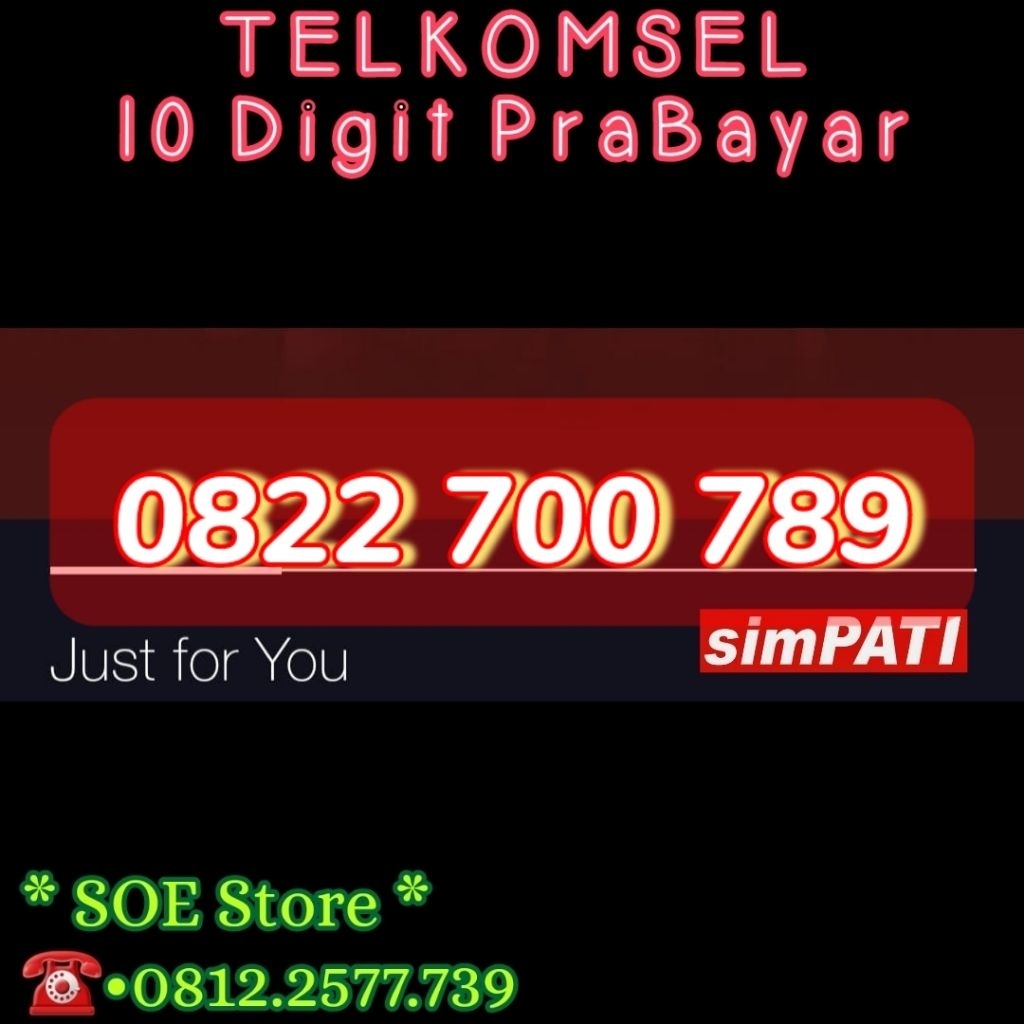 Simpati 10 Digit - Nomor Cantik Kartu Perdana - Telkomsel Prabayar - 700789 - 700 789 - 700 - 789