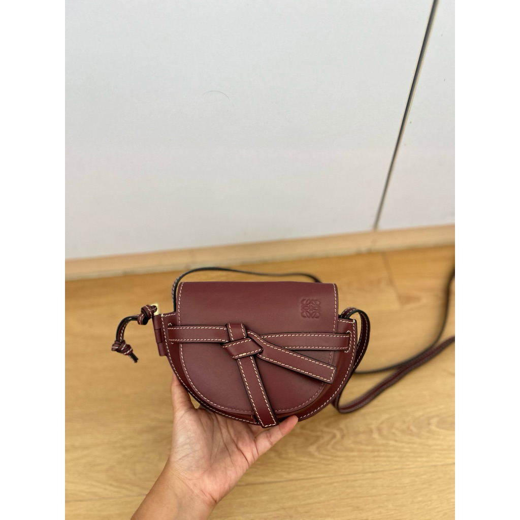 Preloved Loewe Mini Gate Dual burgundy bag