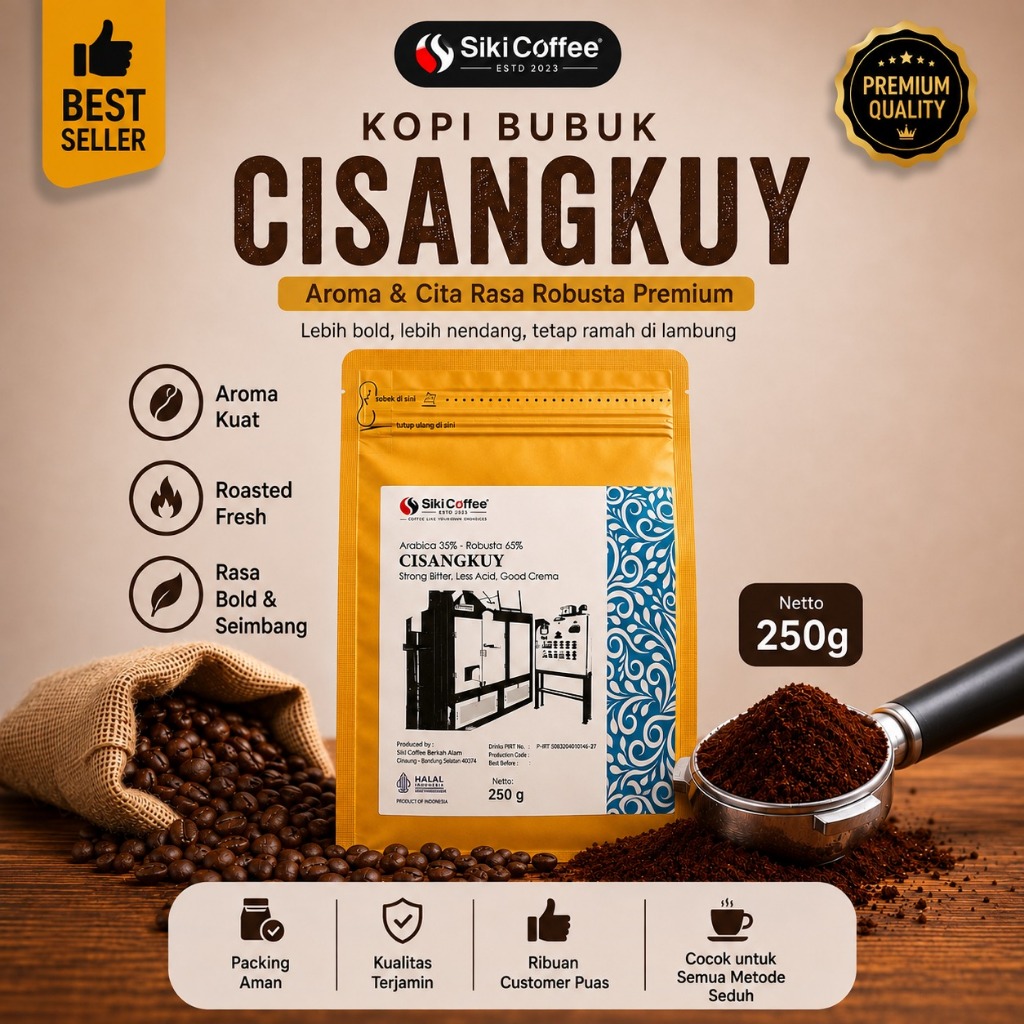 Siki Coffee Kopi Cisangkuy 100gr Blend Arabika 35% Robusta 65% Kopi Bubuk