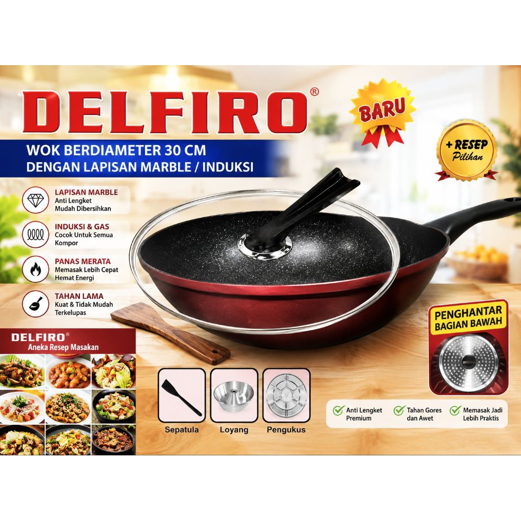 wajan WOK Delfiro ukuran 30 cm