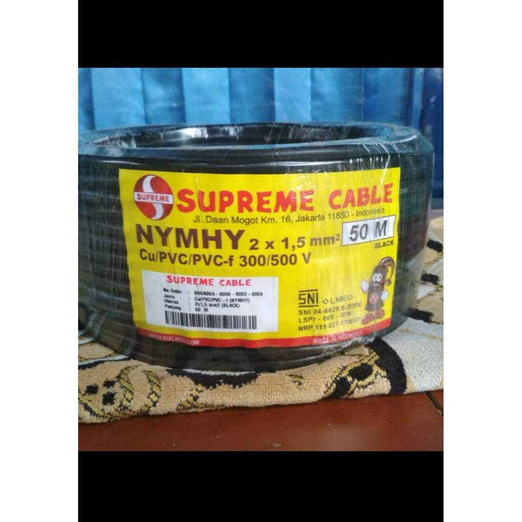Kabel Supreme NYMHY 2x1.5 (50 meter) / kabel serabut supreme 2x1.5