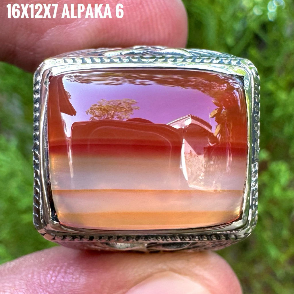 Cincin Batu Akik Natural Cempaka Merah Putih (Asli Alam)