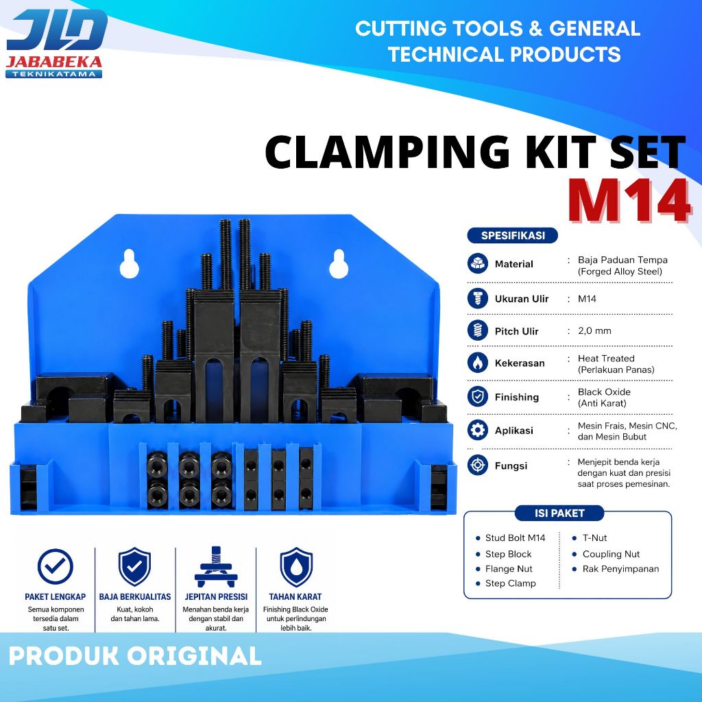 Clamping Kit M14 Clamp Set M14 Klem Penjepit Mesin Milling Clemping Set