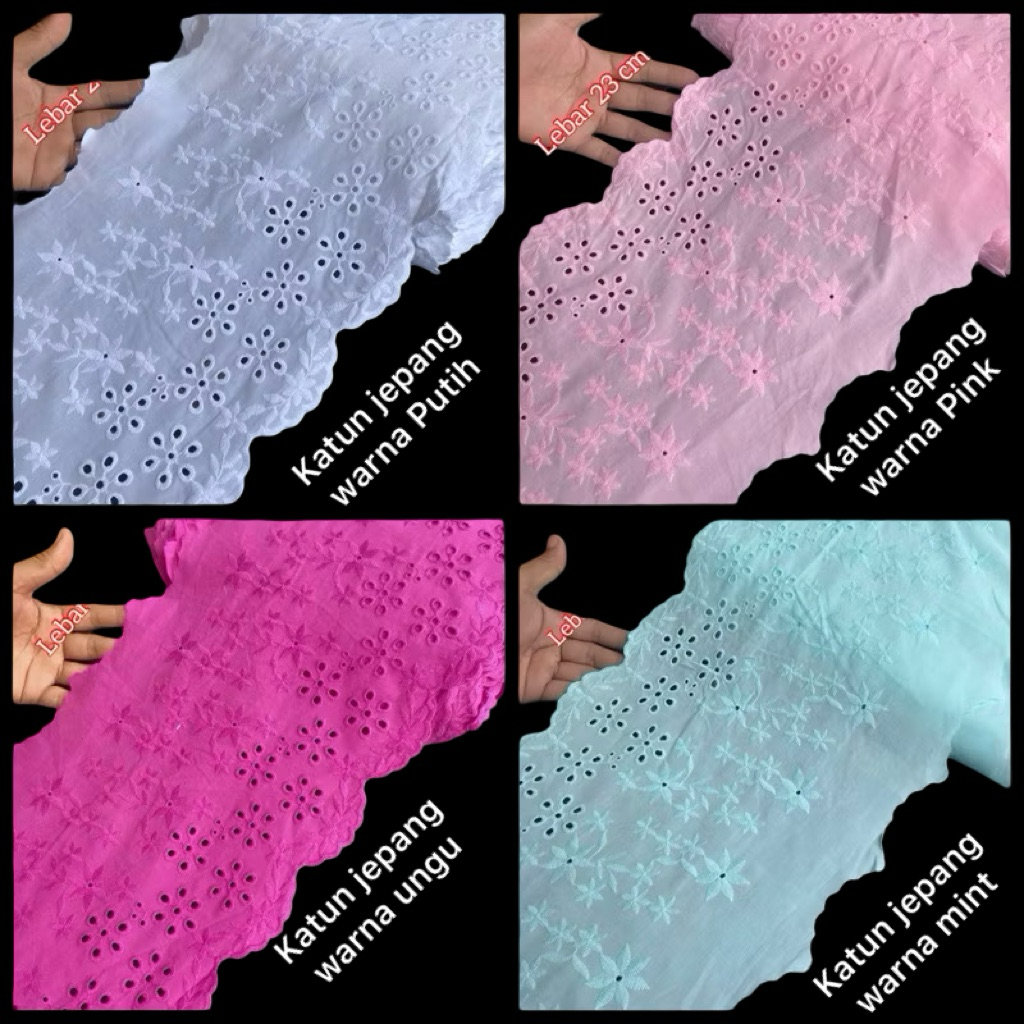 per meter Renda Katun jepang lebar 23 cm