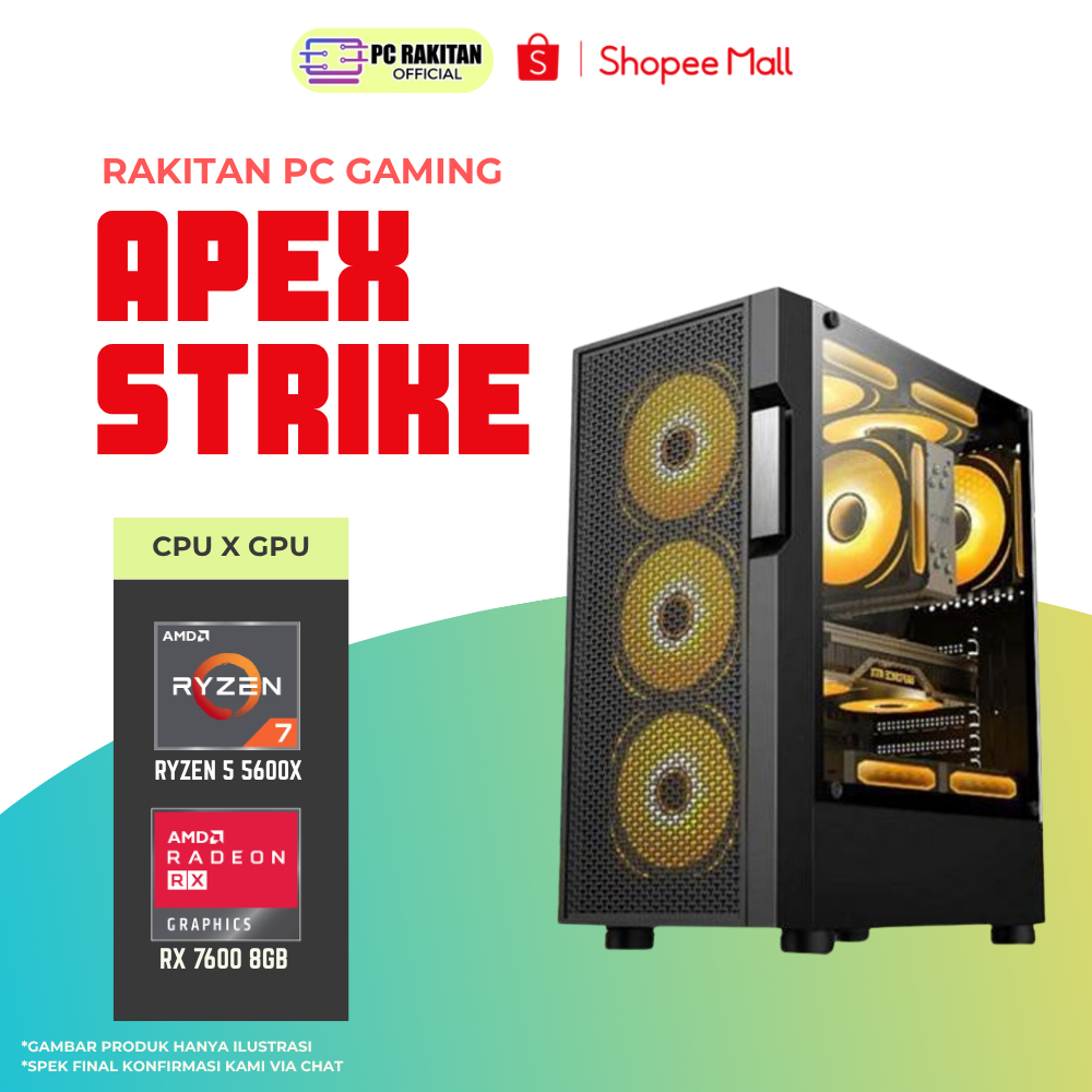 RAKITAN PC GAMING APEX RYZEN 5 5600X RX 7600 8G/ 16GB 256GB RAKITAN PC GAMING