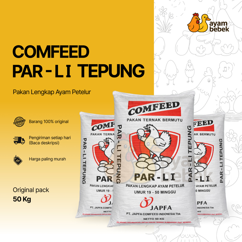 Comfeed PAR-L1 PELLET - Pakan Lengkap Ayam Petelur Umur 19–50 Minggu | 50 kg-original-  Ayambebekbyb