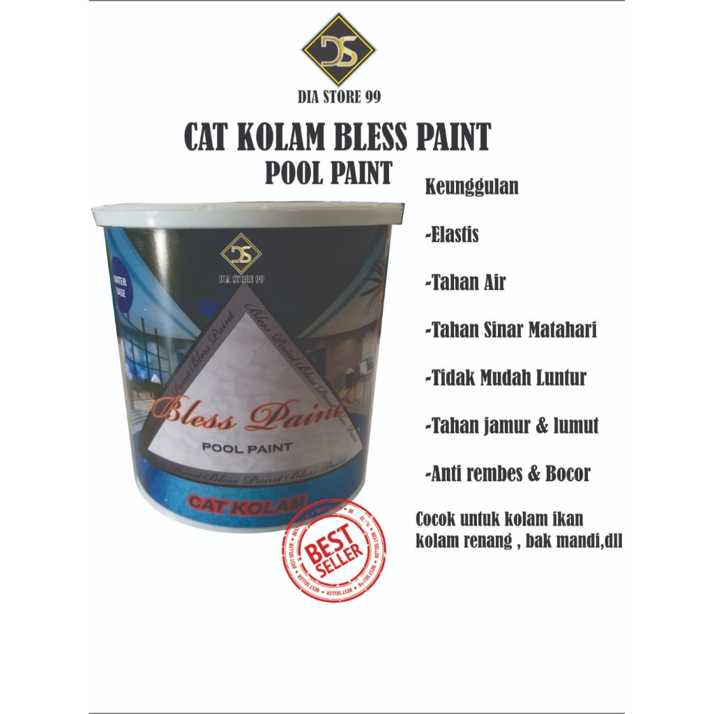 promo cat kolam ikan koi kolam renang anti bocor merk blesspaint ukuran 1 liter macam2 warna