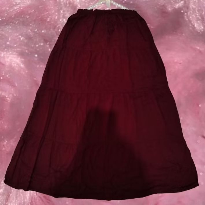 PL (preloved) rok rampel warna merah maroon, bawahan wanita, rok muslim brand exit