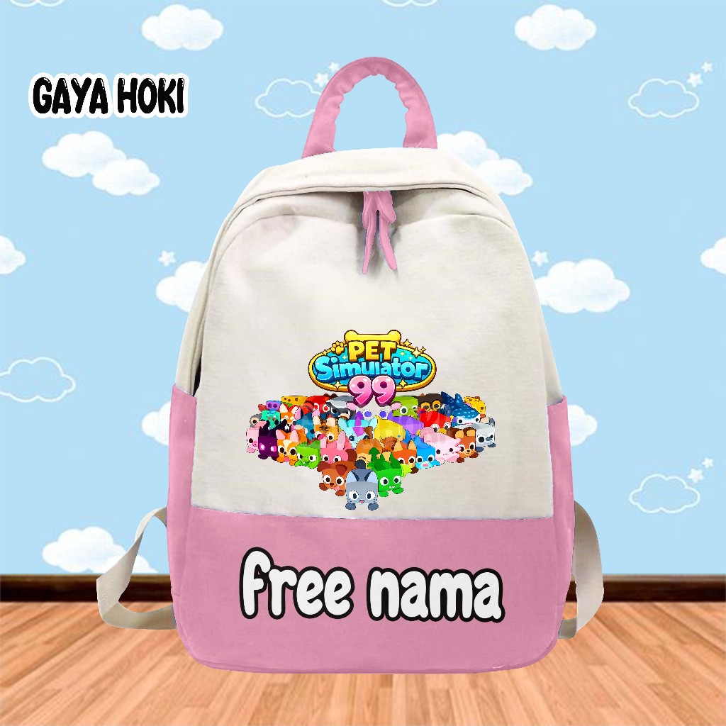 [FREE NAMA] Tas Ransel Tas Anak Sekolah TK/SD Gambar Pet Simulator 99 Roblox