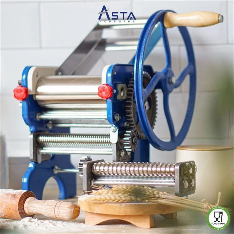 ASTA Mesin Giling Mie Manual Besar Stainless ASPM-150 Penggiling Adonan Mie Pasta Maker Roda Besar