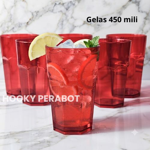 4 PCS GELAS BENING RESTO JUMBO ISI 450 MILI GELAS LUMINA PLASTIK AKRILIK MEWAH