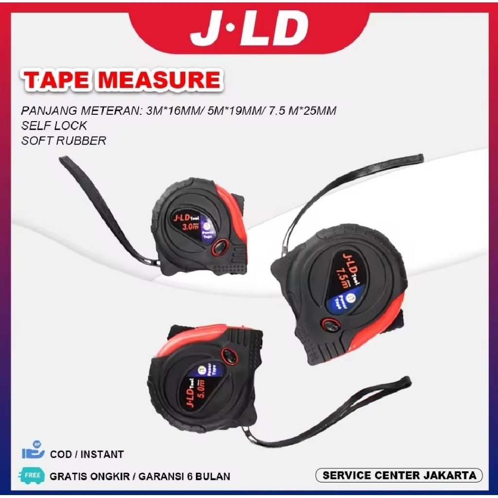 jld Meteran Karet 3m 5m 7,5m Penggaris Gulung